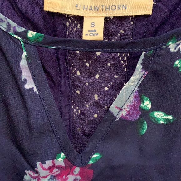 {41 Hawthorn}Sz S Mixed Material Navy Floral Tank - Picture 3 of 6